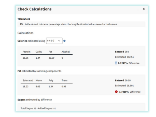 Genesis Foods Check Calculations Detail