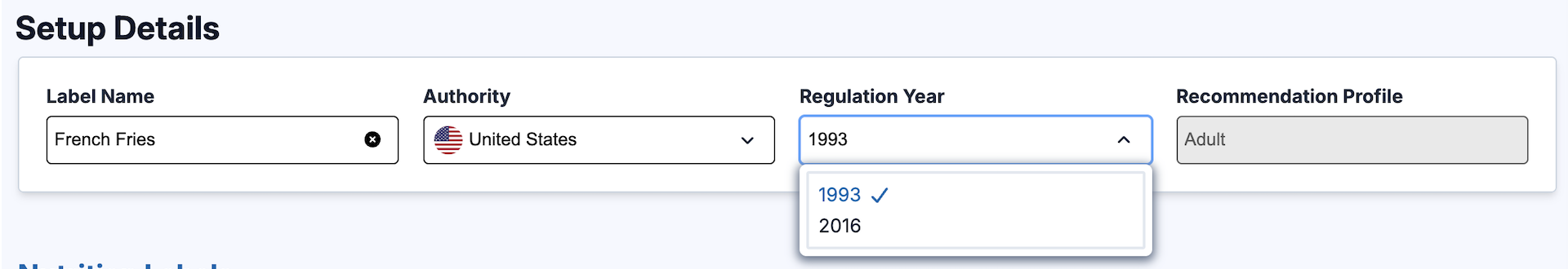 USDA 1993 Label Selection