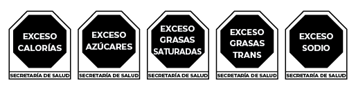 These are the octagon-shaped warning symbols used on food packages in Mexico to warn consumers when certain nutrients exceed recommended thresholds. 