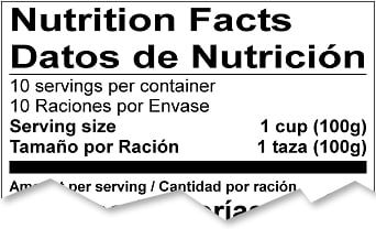 Example of a US bilingual Nutrition Facts Label