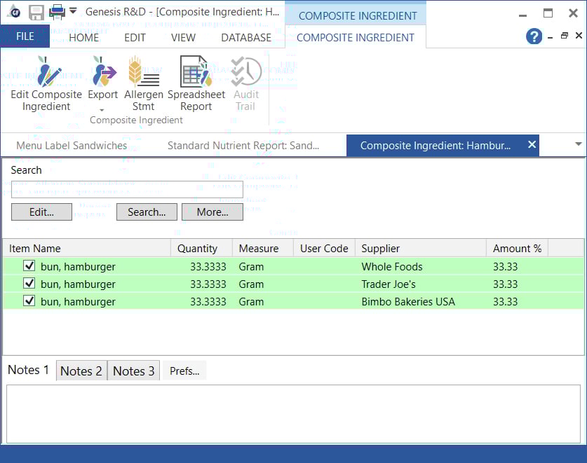 Using the Composite Ingredient™ Feature in Genesis R&D Foods ESHA Research