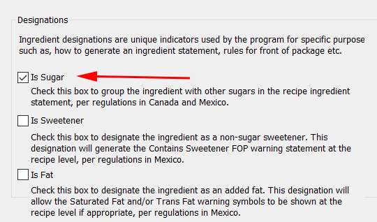 A red arrow points at the sugar box in Genesis R&D Foods.