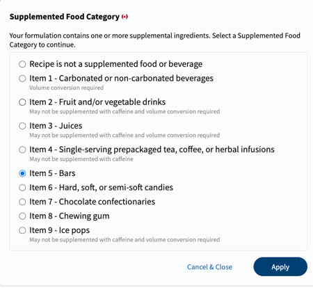An image showing a selection menu for supplemented facts panels